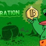 A frog holding Borpa token and his frog friend is super excited