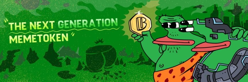 A frog holding Borpa token and his frog friend is super excited