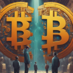 cover image of a bitcoin coin halving into 2 bitcoins coins 2024