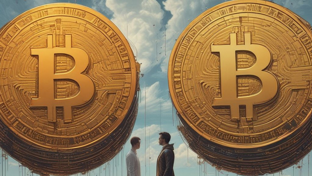 cover image of bitcoin halving 2024 INTO 2 bitcoin coins