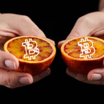 cover image showing Bitcoin Halving into 2 bitcoins