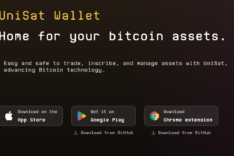 screenshot showing availability of unisat wallet on Apple and google play and chrome web store