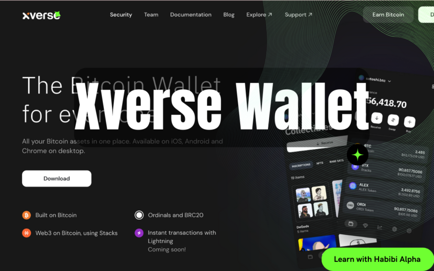 screenshot of Xverse Wallet website interface
