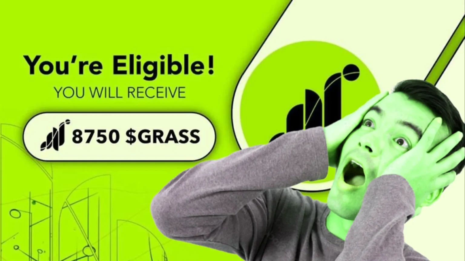 a guy surprised by Grass airdrop gearing up a free token airdrop, this article is a step by step on how to participate in grass free airdrop